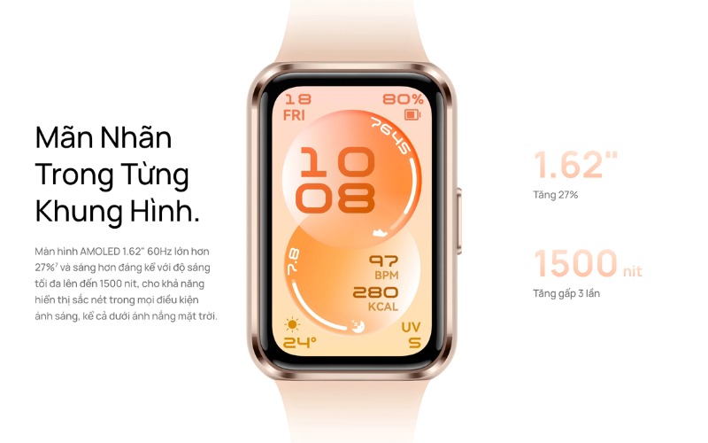 Màn hình AMOLED 1.62 inch sắc nét