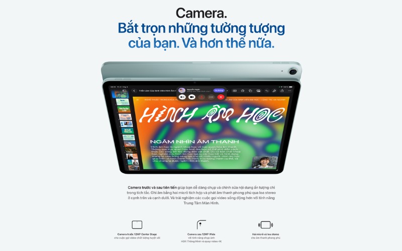 Camera 12 MP hỗ trợ quay phim 4K chuyên nghiệp
