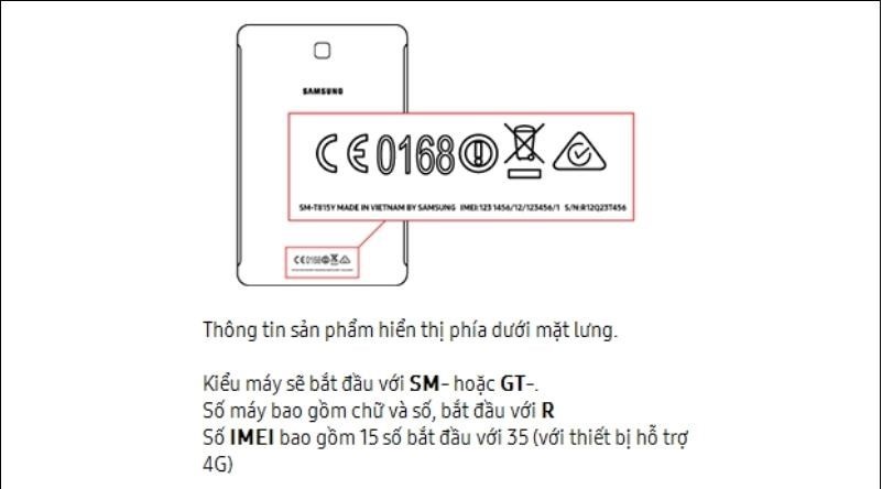 Kiểm tra IMEI máy tính bảng Samsung