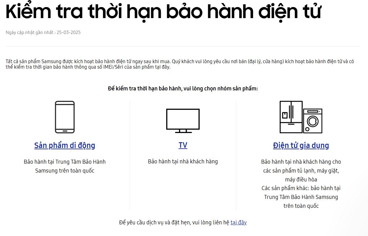 Kiểm tra thời hạn bảo hành điện tử