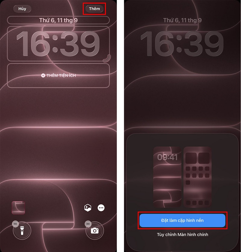 Thêm rồi chọn Đặt làm hình nền iPhone 18 Pro Max