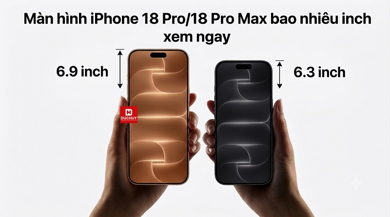 Màn hình iPhone 18 Pro/18 Pro Max bao nhiêu inch