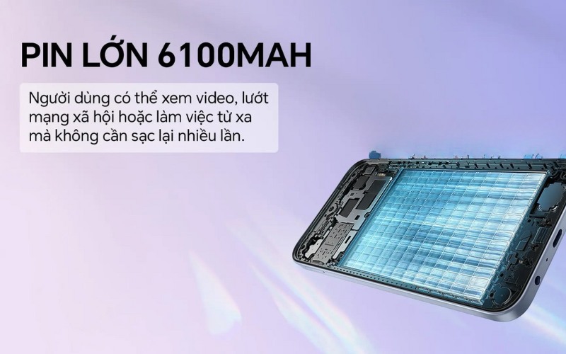 Pin 6100 mAh dùng thoải mái