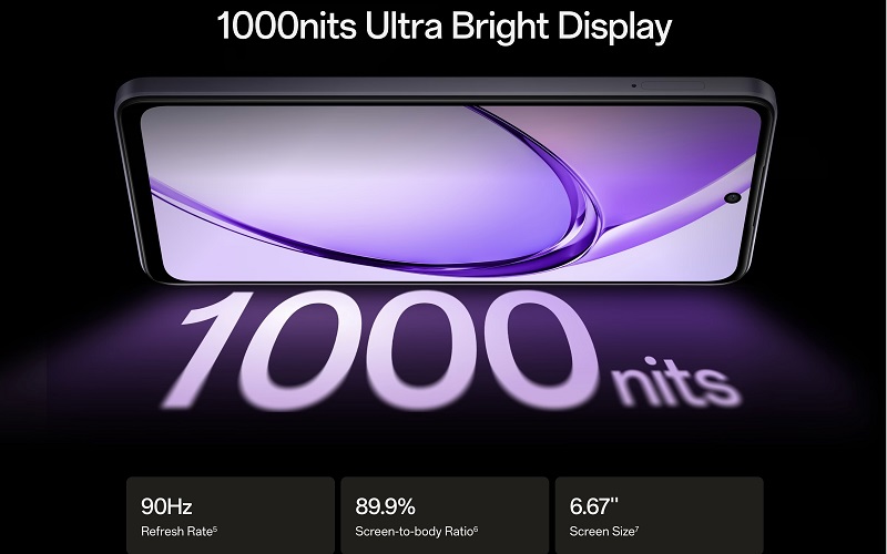 Màn hình OPPO A5i có độ sáng 1000nits
