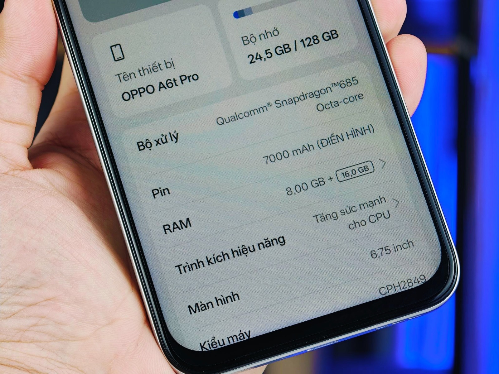 OPPO A6t Pro có bộ nhớ trong 128GB