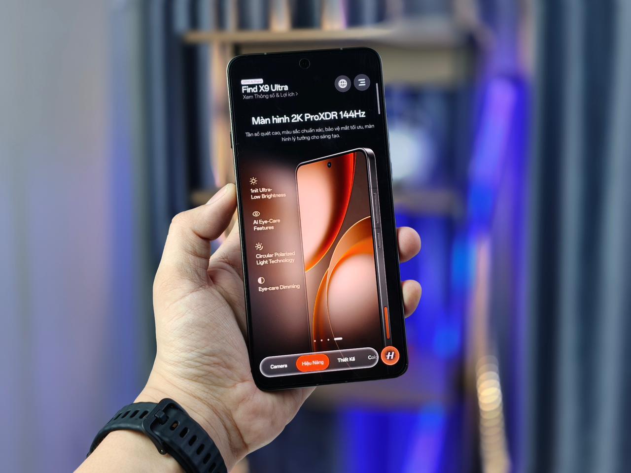 màn hình OPPO Find X9 Ultra có độ phân giải QHD+