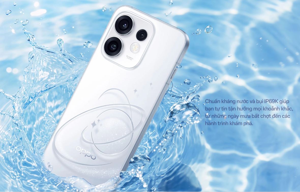 Reno16 5G có chuẩn kháng nước và bụi IP66, IP68, IP69 và IP69K
