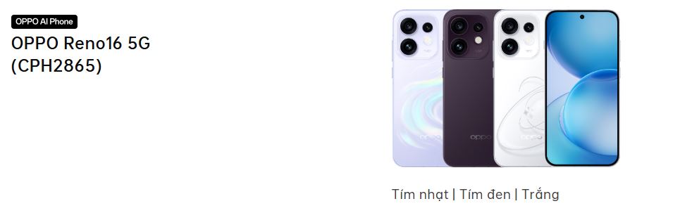 OPPO Reno 16 có 3 màu sắc