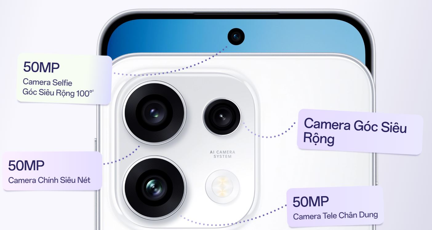 Hệ thống 50 MP hỗ trợ zoom quang 3.5x