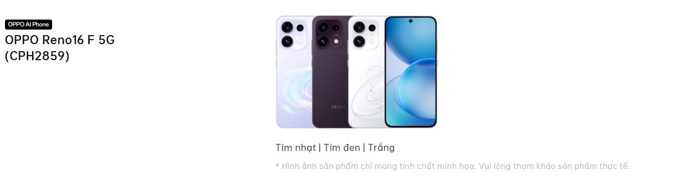 3 màu sắc của OPPO Reno 16 F 