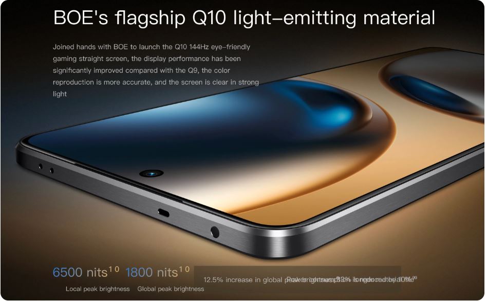 realme GT 7 có màn hình màn hình AMOLED cao cấp độ phân giải 1.5K