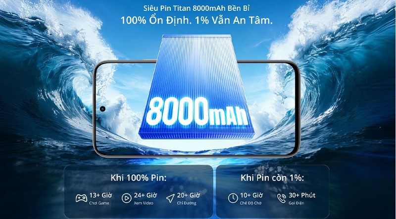 realme C100 4G có viên pin dung lượng 8.000 mAh