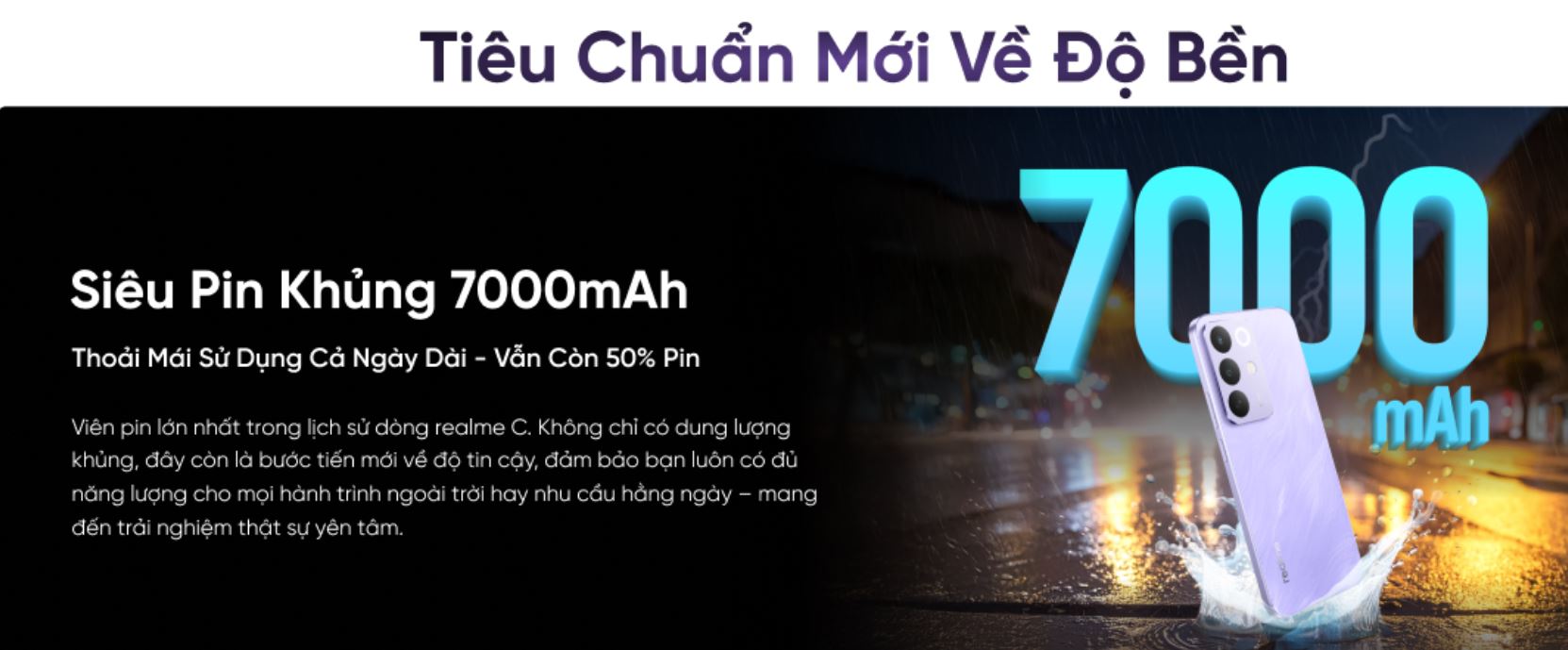 realme C85 5G có viên pin dung lượng 7.000mAh