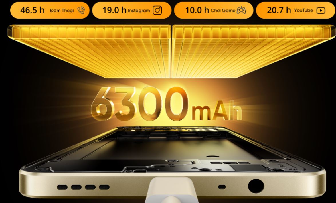 realme Note 70 (4GB | 128GB) có pin khủng 6.300 mAh