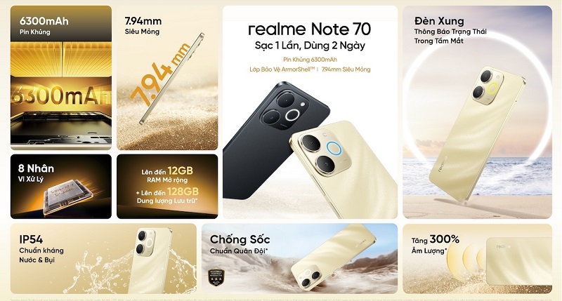 Các tính năng chính của realme Note 70 (4GB | 128GB)