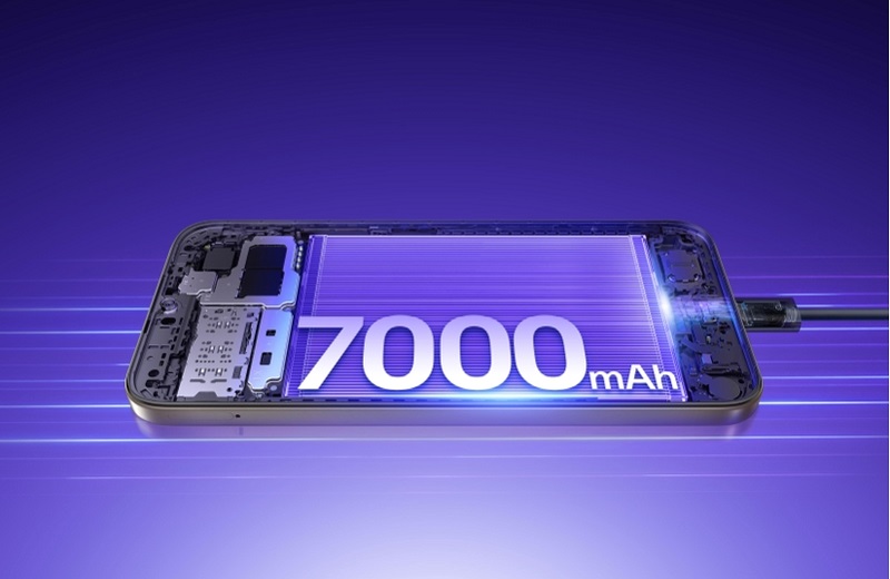 Realme P4s Lite có pin 7.000 mAh bền bỉ
