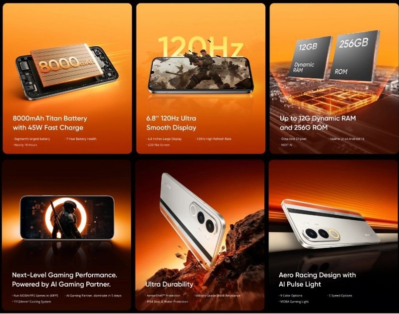 realme P4x 4G chạy vi xử lý 8 nhân T7250
