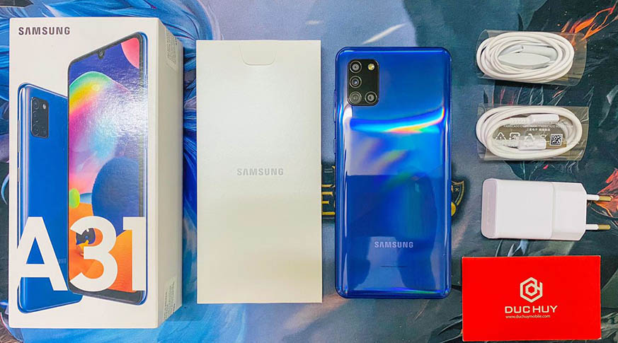 đập hộp samsung galaxy a31 tại Đức Huy Mobile