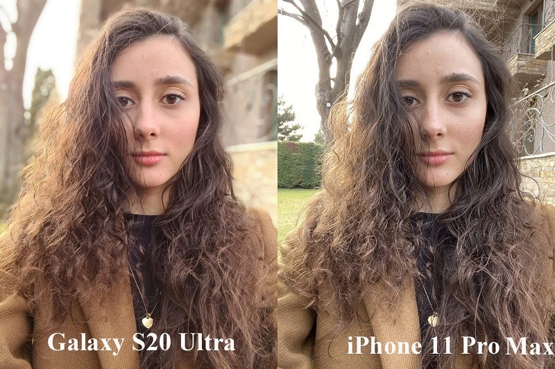 so sánh ảnh 11 pro max, s20 ultra selfie 