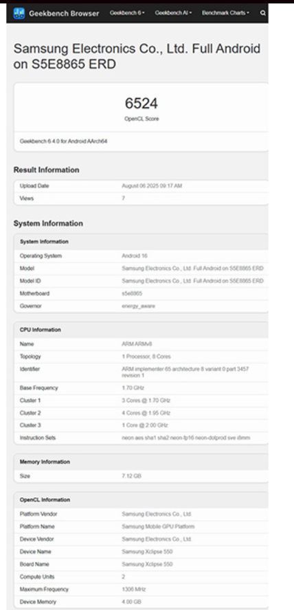  Galaxy A57 lộ cấu hình trên Geekbench 