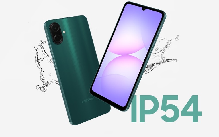 Galaxy A07s được trang bị khả năng kháng nước bụi IP54