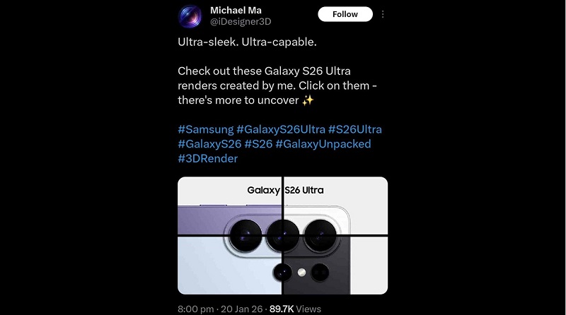 ngoại hình Galaxy S26 Ultra cực đẹp