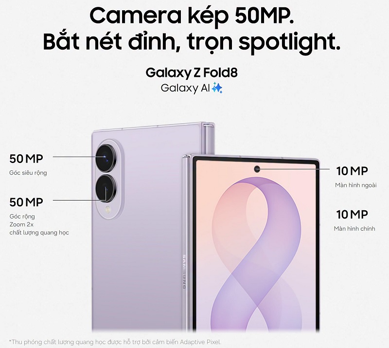 Samsung Galaxy Z Fold 8 có camera kép 50MP