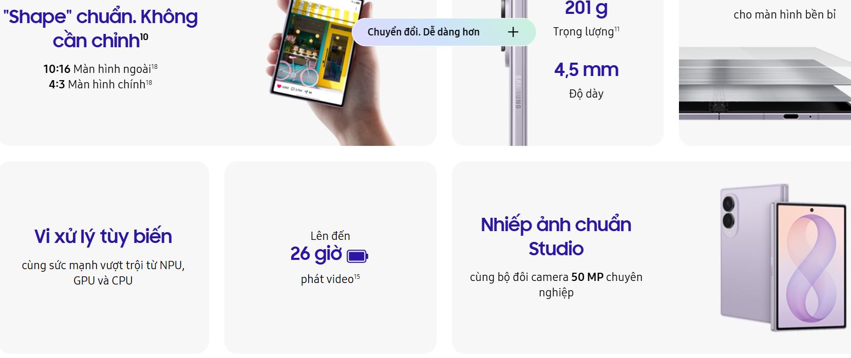 Tính năng của Samsung Galaxy Z Fold 8