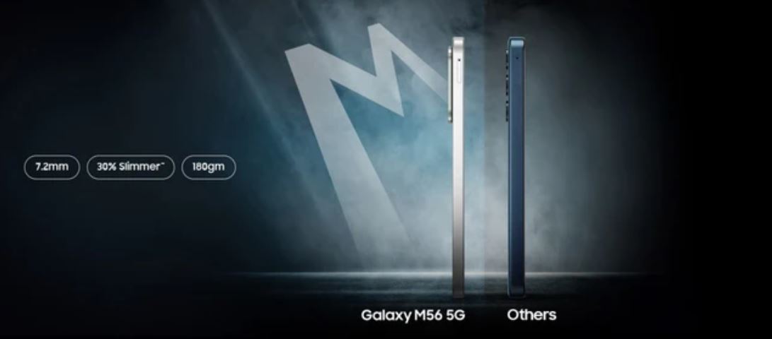 Samsung Galaxy M56 5G có kích thước mỏng chỉ 7,2mm