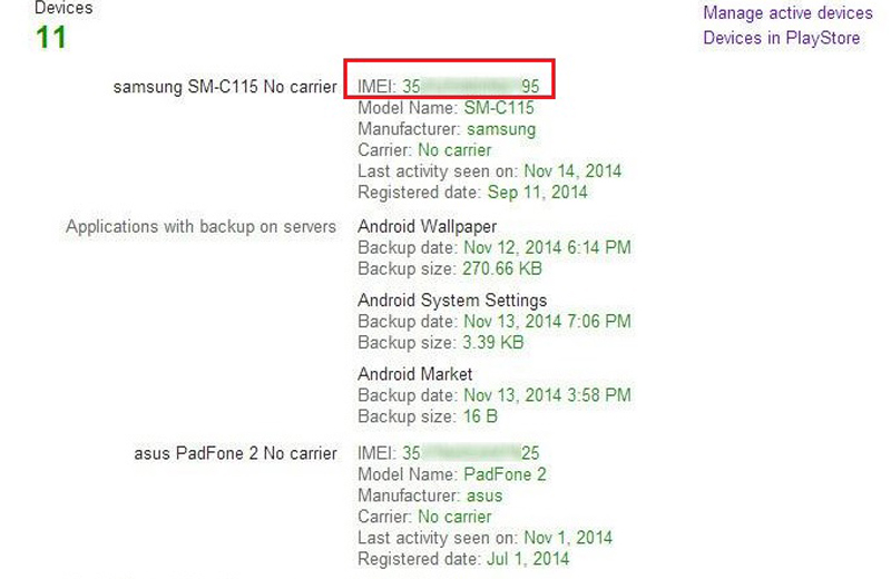 Kiểm tra IMEI thông qua Google Dashboard