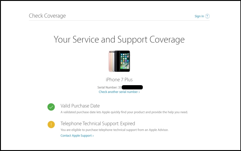 Kiểm tra IMEI trên website của hãng Apple