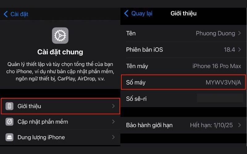 Cách kiểm tra số máy trên iPhone đơn giản