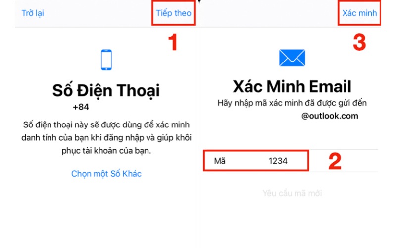Nhập mã xác minh trên điện thoại