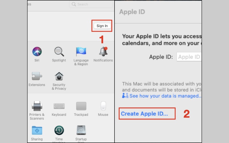 Hướng dẫn cách tạo iCloud mới trên macbook bước 2