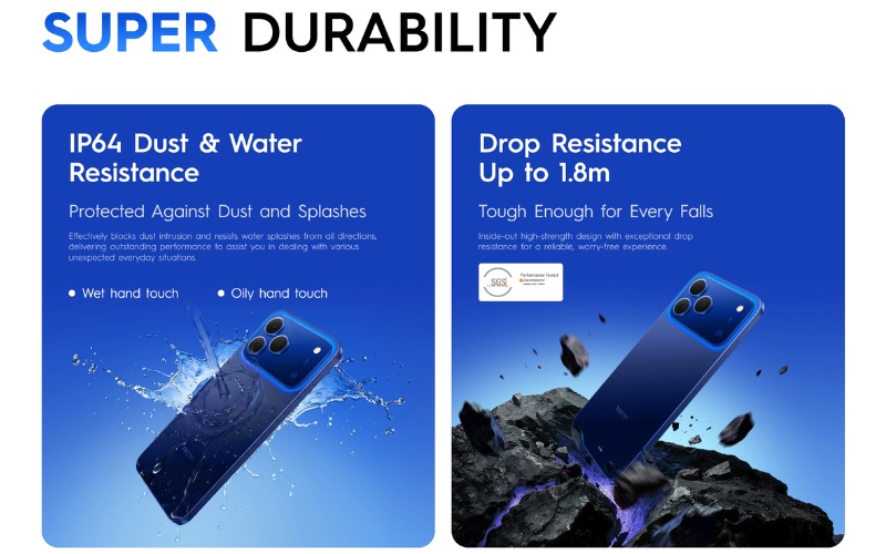 Thiết kế bền bỉ với khả năng chống rơi vỡ 1.8m