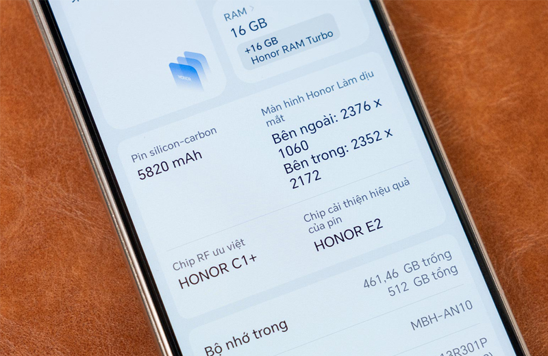 Honor Magic V5 5G cũ được trang bị viên pin 5.820 mAh