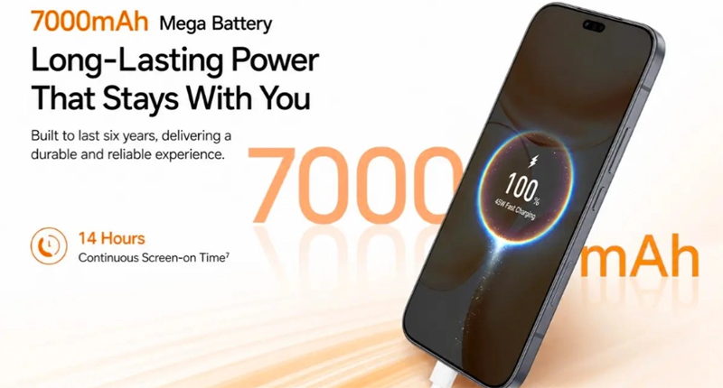 Viên pin 7.000mAh, sạc nhanh 45W