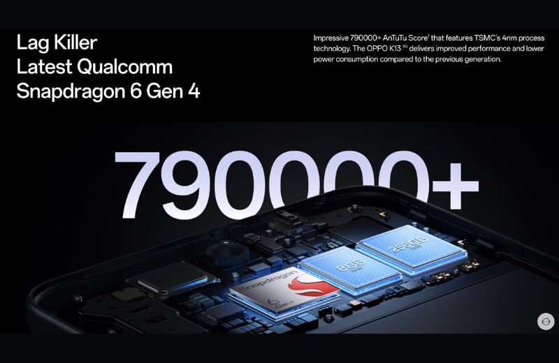 cấu hình oppo k13 ấn tượng với chip Qualcomm Snapdragon 6 Gen 4