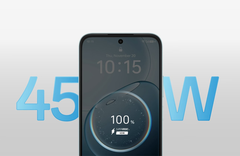 OPPO A6x 5G hỗ trợ sạc nhanh có dây 45W