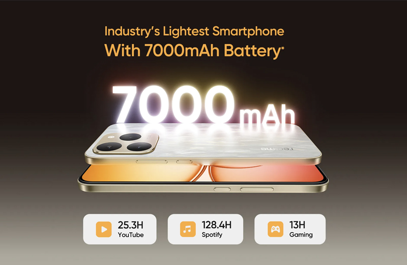 Realme 15T 5G nổi bật với viên pin 7.000mAh