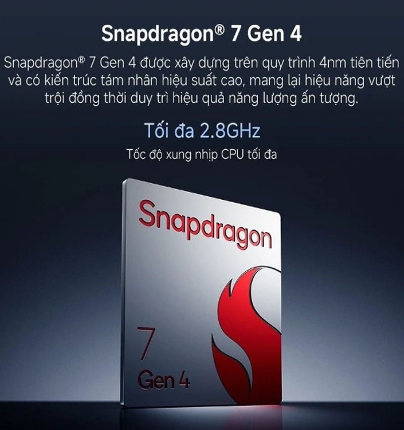 Thiết bị sử dụng chip Snapdragon 7 Gen 4 đi kèm hai tùy chọn RAM