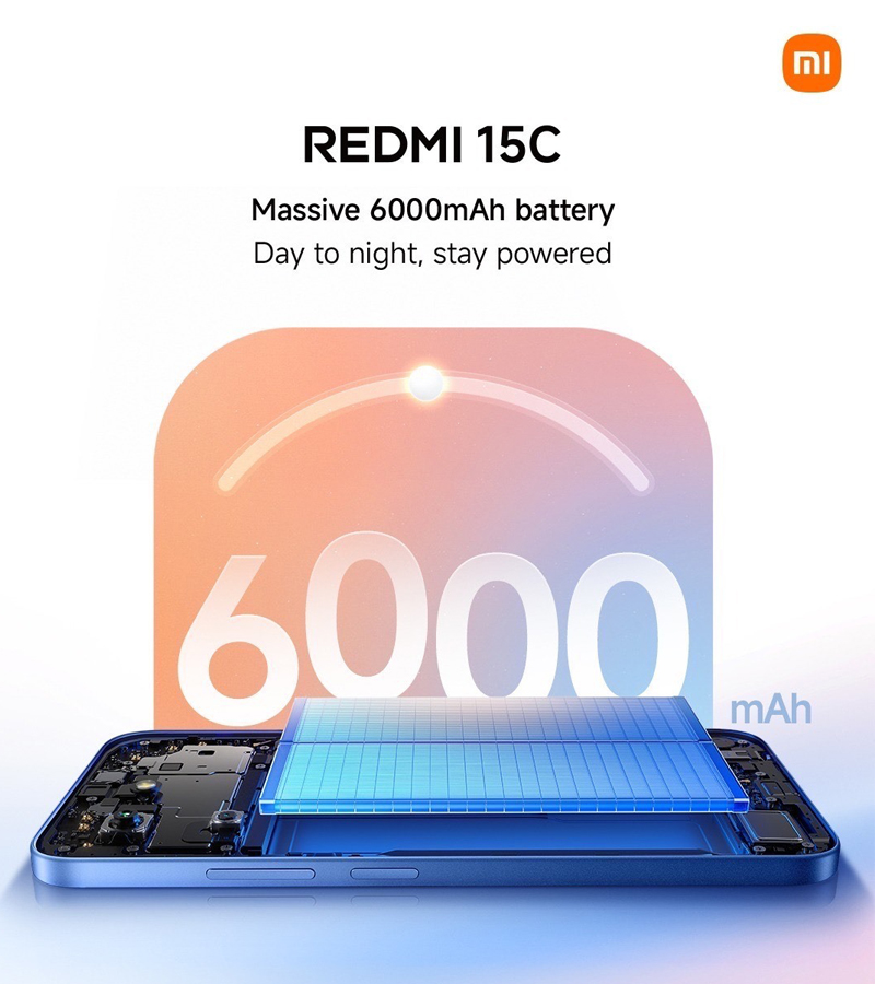 Redmi 15C 5G được trang bị viên pin 6.000mAh
