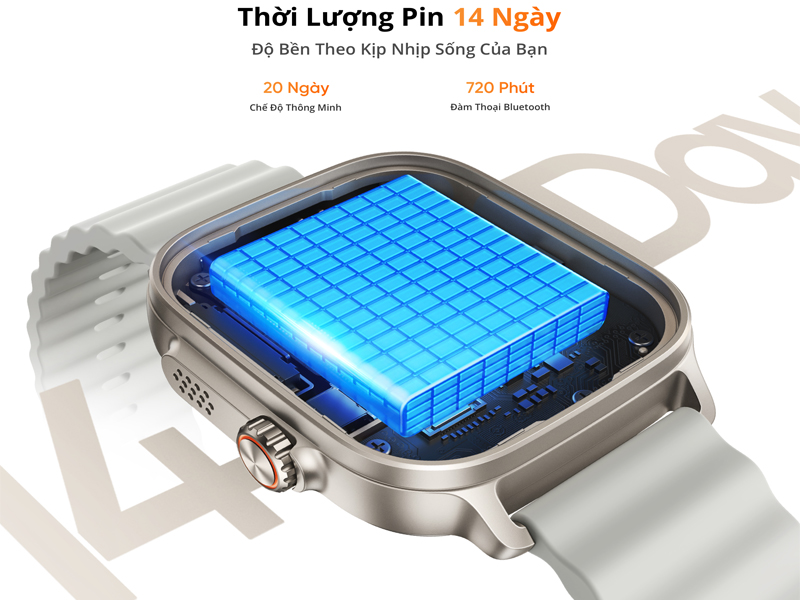 realme Watch 5 50 mm hỗ trợ viên pin lớn dung lượng 460 mAh