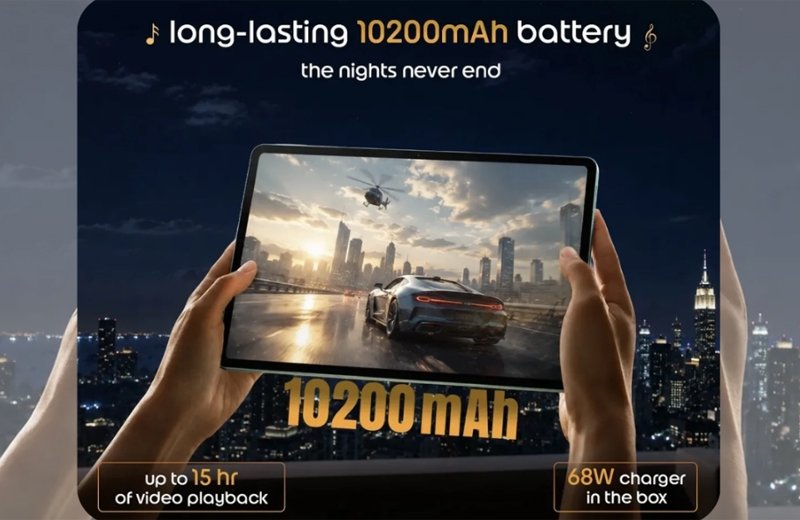 Viên pin 10.200mAh đáp ứng xem video liên tục trong 15 giờ