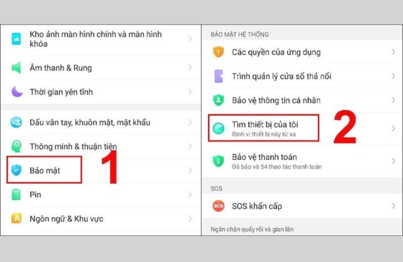 định vị điện thoại oppo với find my device