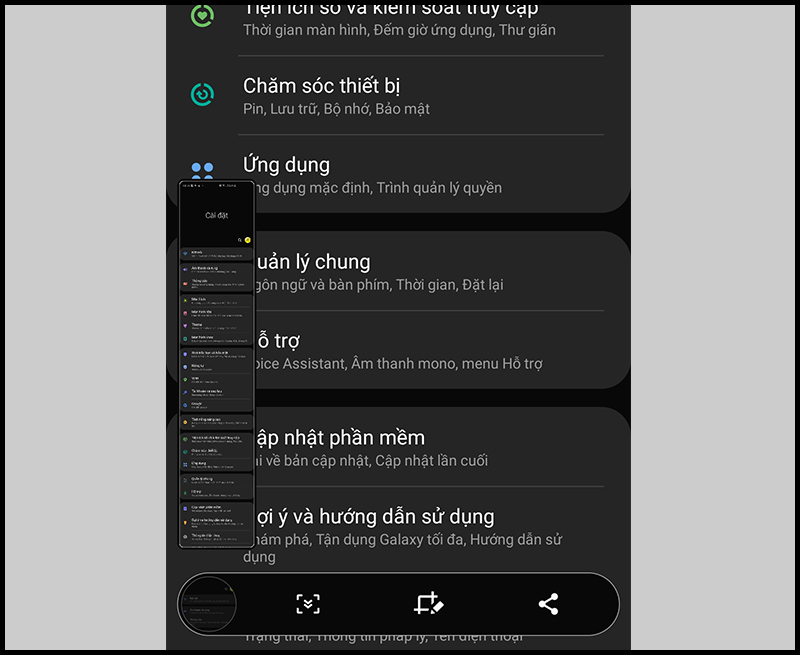 chụp ảnh màn hình điện thoại samsung cuộn trang