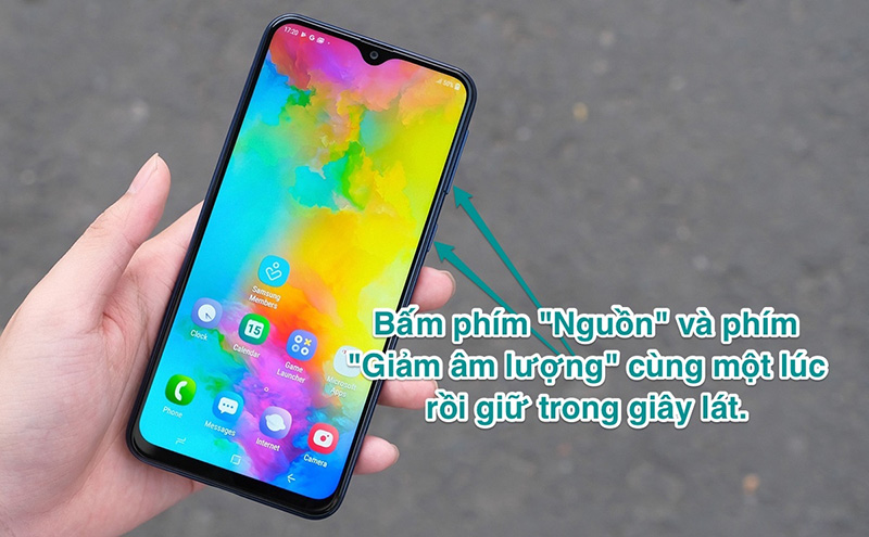 chụp ảnh màn hình điện thoại samsung phím nguồn