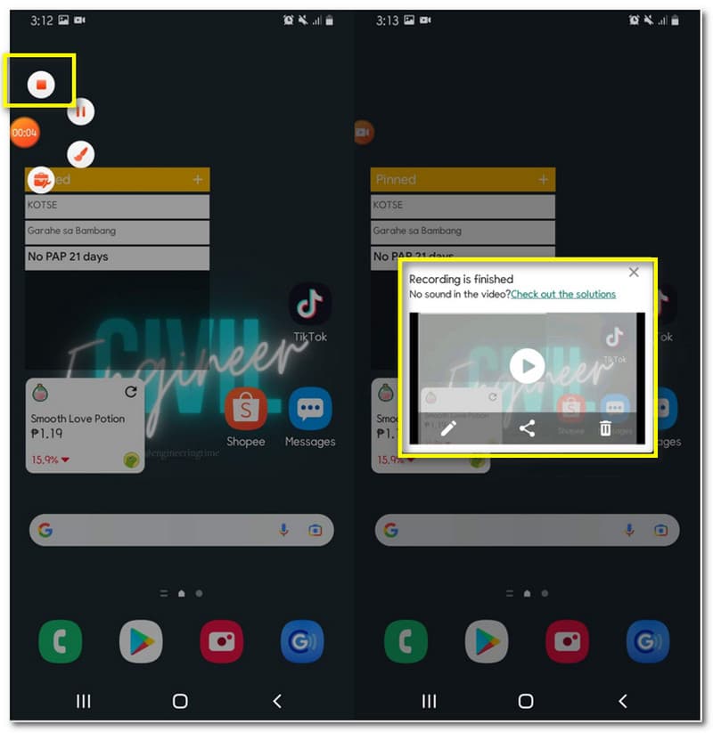 ghi màn hình samsung bằng xrecorder stop