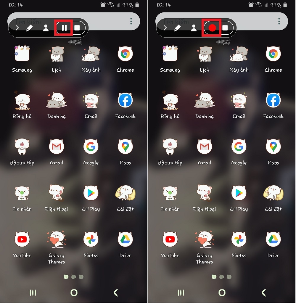 ghi màn hình samsung dừng quay