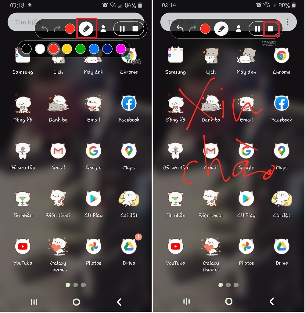 ghi màn hình samsung stop